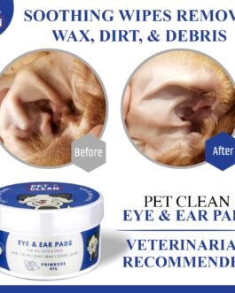 Pet Clean Primrose Oil Eye & Ear Pads – Gentle Care for Dogs & Cats – 50 Count (Pack of 1)