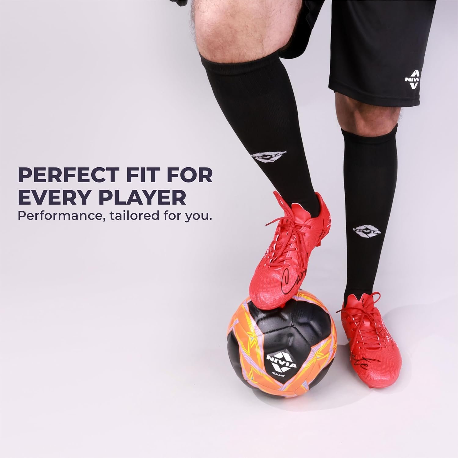 Nivia Plain Encounter Football Stockings, Micro Yarn Stockings, For Men & Women, Knee Length Stockings, Football Socks, Soccer Socks, (Black/White) Size-L - Image 3