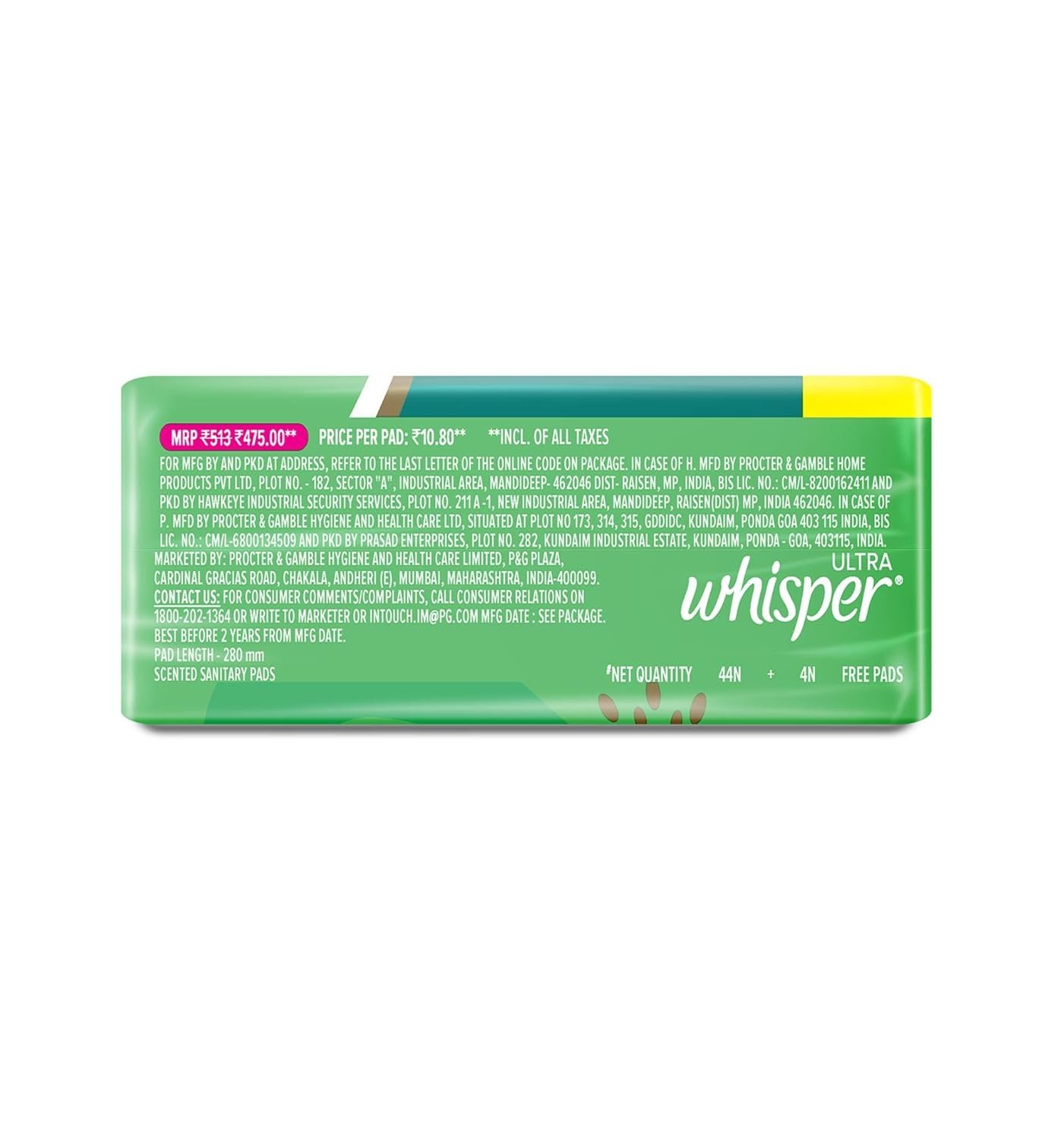 Whisper Ultra Upto No Gap No Leaks Sanitary Pads, 48 Xl Pads, For Heavy Flow Protection, With Curvewear ¢ Technology, Cotton Like Softness, Disposable Wrapper, Locks Odour & Wetness - Image 9