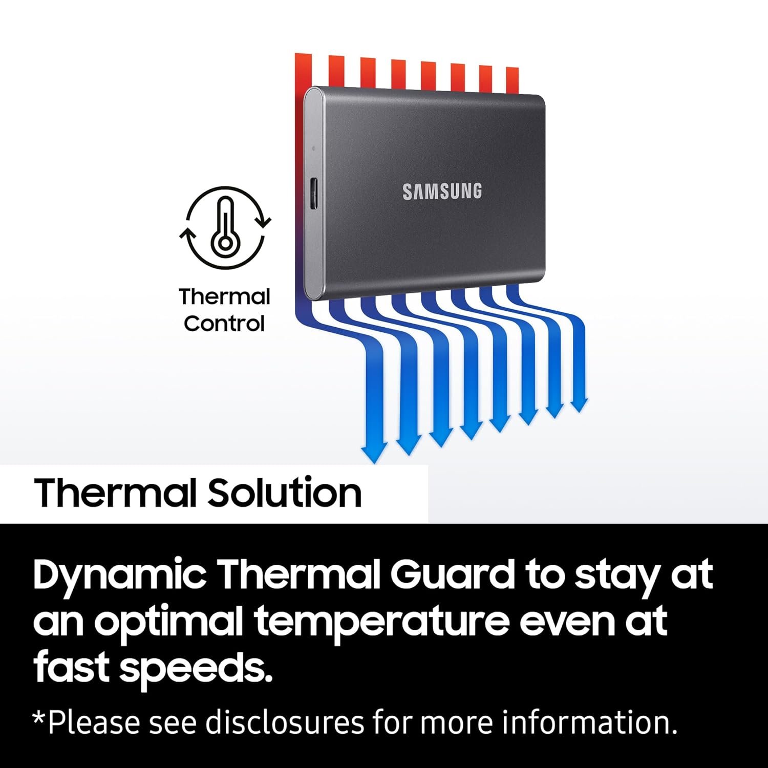 Samsung T7 2TB Up to 1,050MB/s USB 3.2 Gen 2 (10Gbps, Type-C) External Solid State Drive (Portable SSD) Grey(MU-PC2T0T) - Image 5