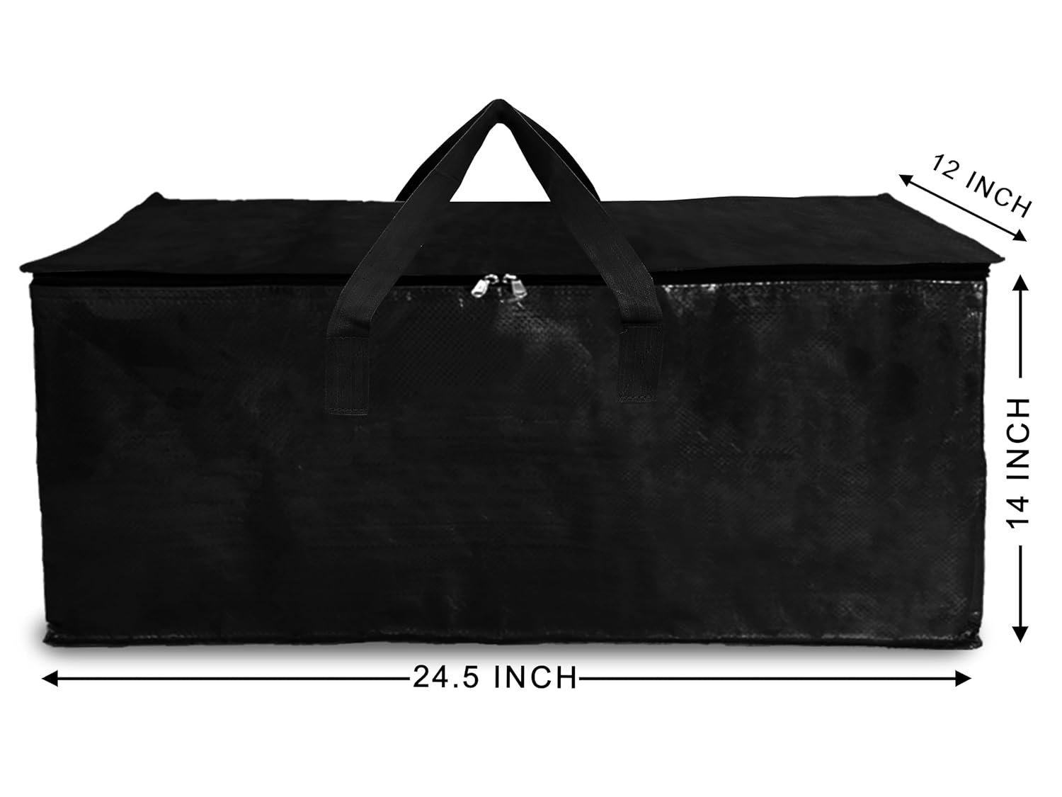 Shalimar Large Capacity Foldable Under Bed Storage Bags/Duffle Bags for Travel/Moving Bags/Wardrobe Organizer Bags | Comfortable Handles | Water Resistant | 24.5Lx12Wx14H Inches | Pack of 1 - Black - Image 2