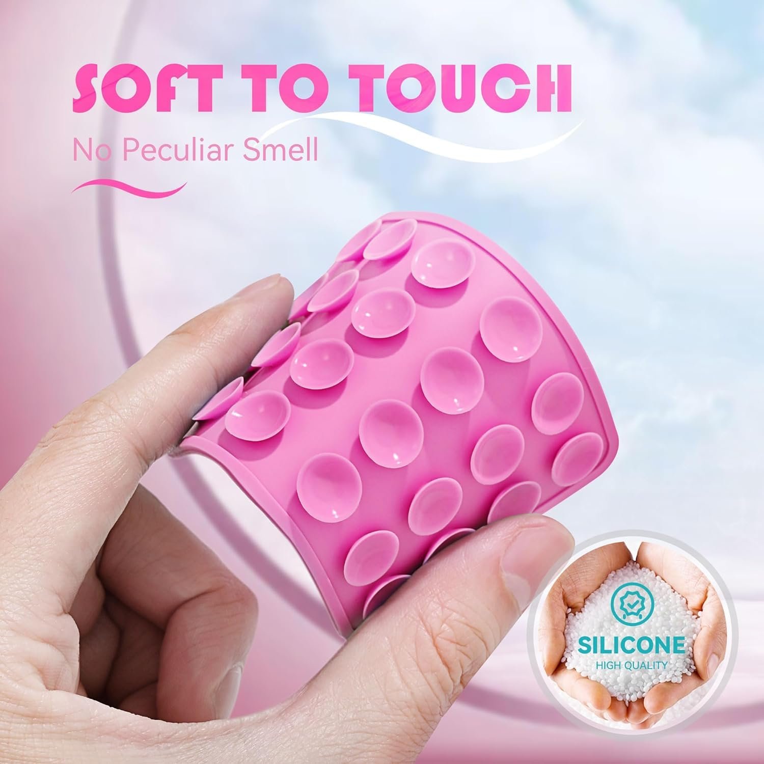 EDNITA Suction Phone Case, Phone Suction Sticker, Silicone Suction Phone Case for Hands-Free Mobile Accessory Holder Grip, Video Phone Accessory Compatible Mirror, Shower-(Pink) - Image 4