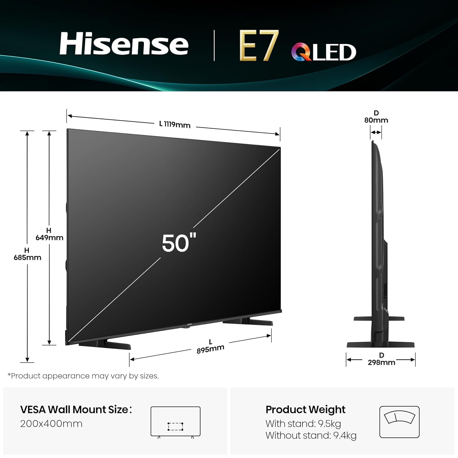 Hisense 126 cm (50 inches) E7Q Series 4K Ultra HD Smart QLED TV 50E7Q (Black) - Image 10