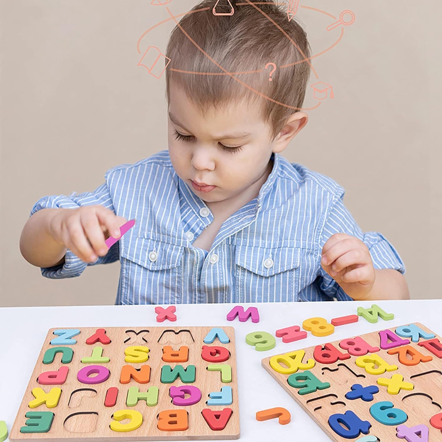 Niwlix Wooden Learning Educational Board for Kids, Puzzle Toys for 2+ Years Old Boys & Girls Educational Toys for Toddlers & Preschoolers, ABCD for Kids(Alphabets, Numbers & Shapes) - Image 6