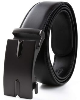 Contacts Genuine Leather Belt for Men with Easier Adjustable Autolock Buckle – Micro Adjustable Belt Fit Everywhere |Formal & Casual | Gift Box