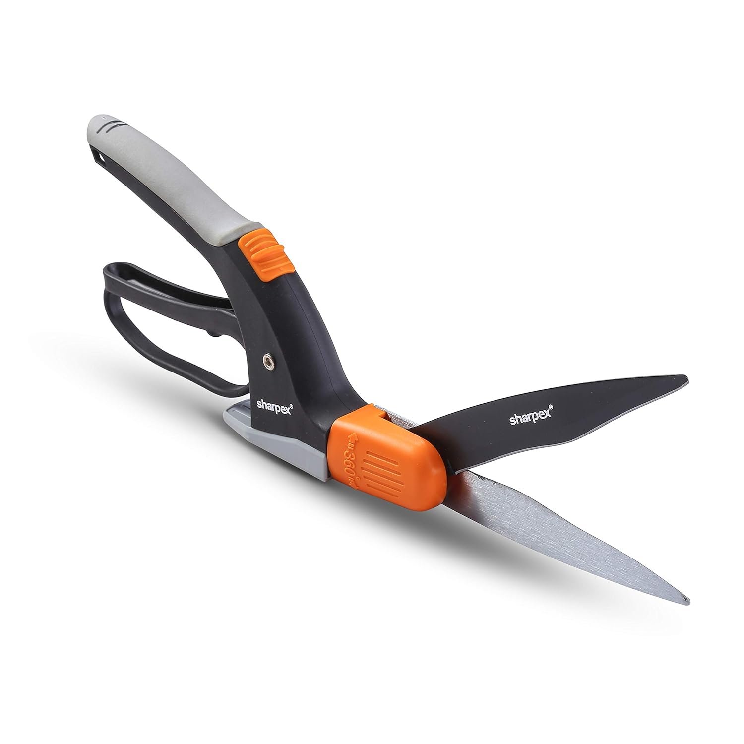 Sharpex Manual Grass Hedge Shears - 360° Rotation Blade, Precision Lawn Edge Trimmer with Heavy-Duty Serrated Blade - Comfortable Ergonomic Design, Dual-Sided Cutting (Orange) - Image 8