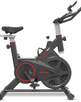 Sparnod Fitness SSB-09B Spin Bike for Home Workout with Belt Drive, 9KG Flywheel, Adjustable Seat & Handlebar, Friction Resistance, LCD Display, Tablet Holder, Max User Weight 110KG (Black)