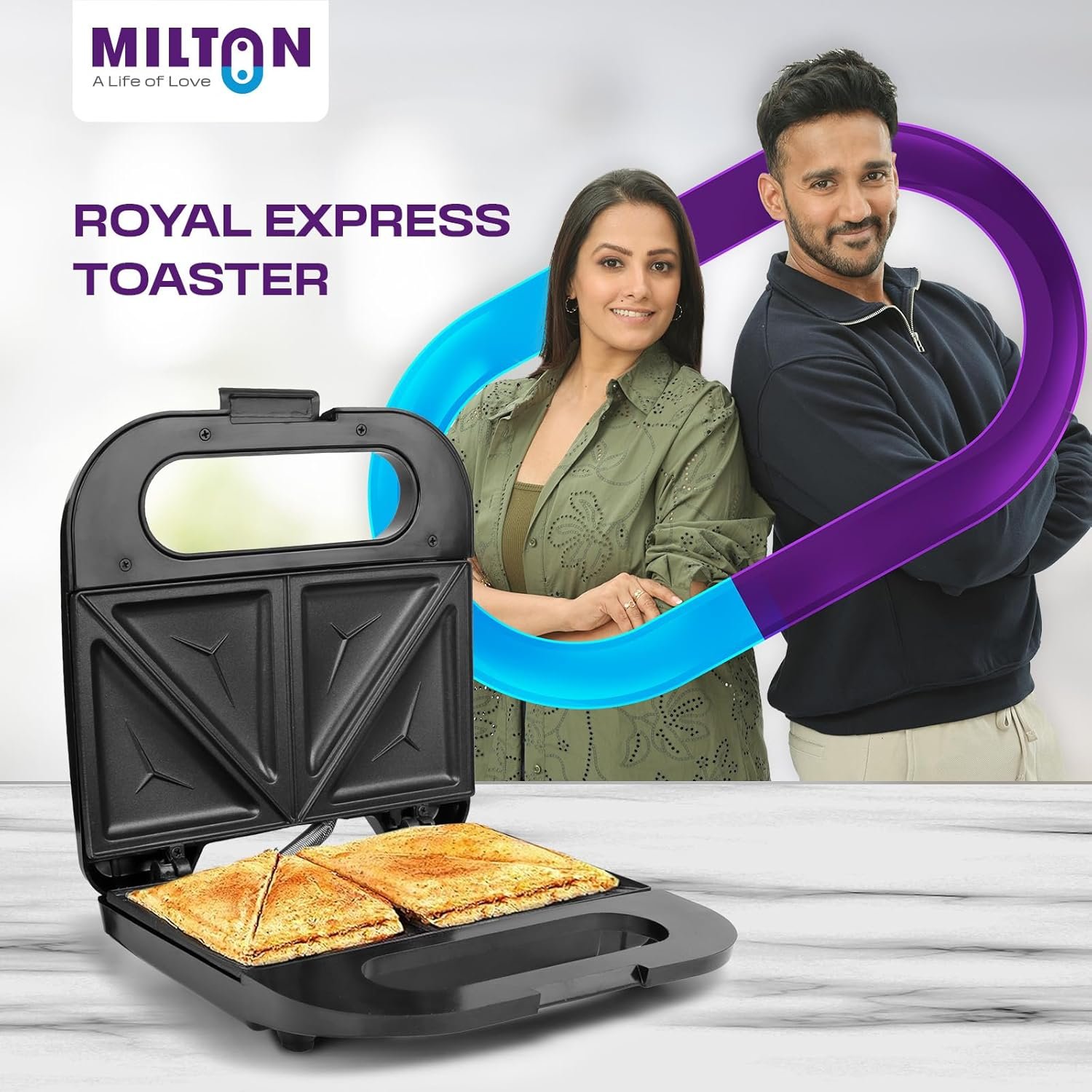 Milton Royal Express 800W Toaster Sandwich Maker | Auto Cut Off | Non-Stick Fixed Grill Plates | Easy Clean | Power Indicators | 1 year Manufacturer Warranty - Black - Image 2