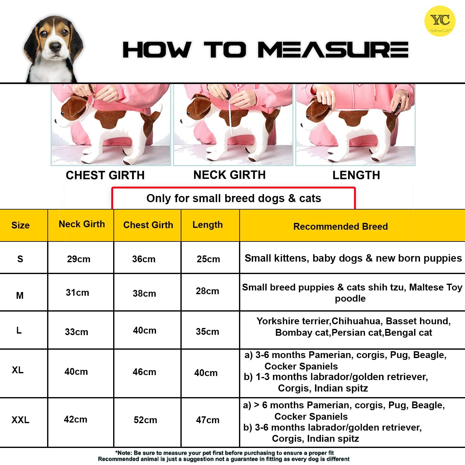 Yellowcult Cute Dog T-Shirt Clothes, Summer Sweetshirts Sporty Pet Random Design Outfit for Small Breed Dog, cat, Puppy, Kitten, Diwali, Festival, Travel, Outing, Photos(S- Any 1)