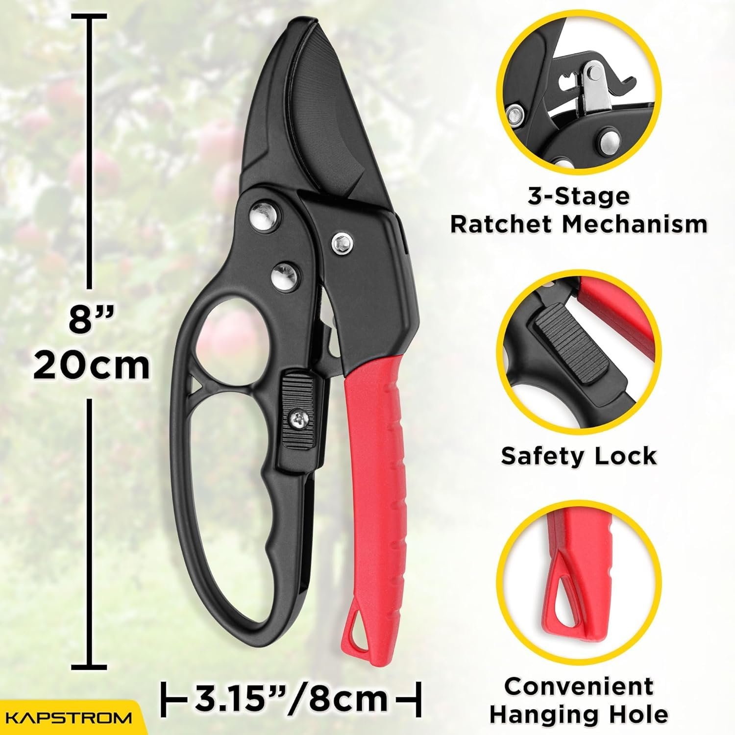 GardenZeek Gardening Scissor Stainless Steel Garden Snip with Safety Lock Garden Shears Sharp Cutter Pruners Scissor for Lawn, Garden & Potted Plants (Red) - Image 4