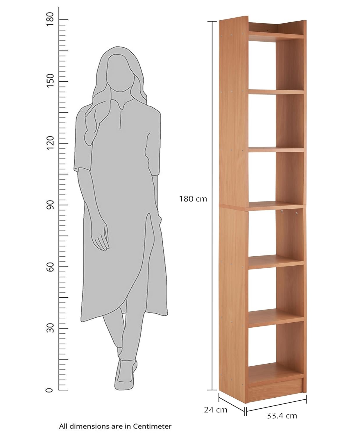 Amazon Brand - Solimo 6 Layer Engineered Wood Bookshelf | Multipurpose Home Decor Storage Rack | Showcase Organizer for Living Room, Kitchen, Bedroom, Office |Brown - Image 2