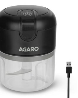 AGARO Elite Rechargeable Mini Electric Chopper, Food Grade Bowl, Stainless Steel Blades, One Touch Operation, for Mincing Garlic, Ginger, Onion, Vegetable, Meat, Nuts, 250 Ml, Black. AGARO Elite Rechargeable Mini Electric Chopper, Food Grade Bowl, Stainless Steel Blades, One Touch Operation, for Mincing Garlic, Ginger, Onion, Vegetable, Meat, Nuts, 250 Ml, Black.