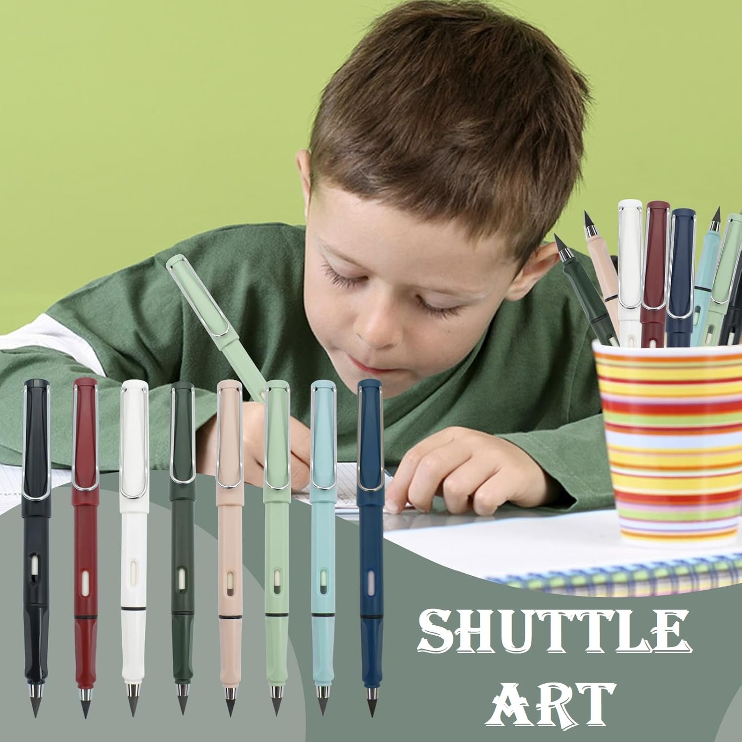 SHUTTLE ART 2pcs Eternal Inkless Pencil, Permanent No Sharpening, Everlasting Writing Pen for Children School Artists Sketch Drawing, Grey - Image 6