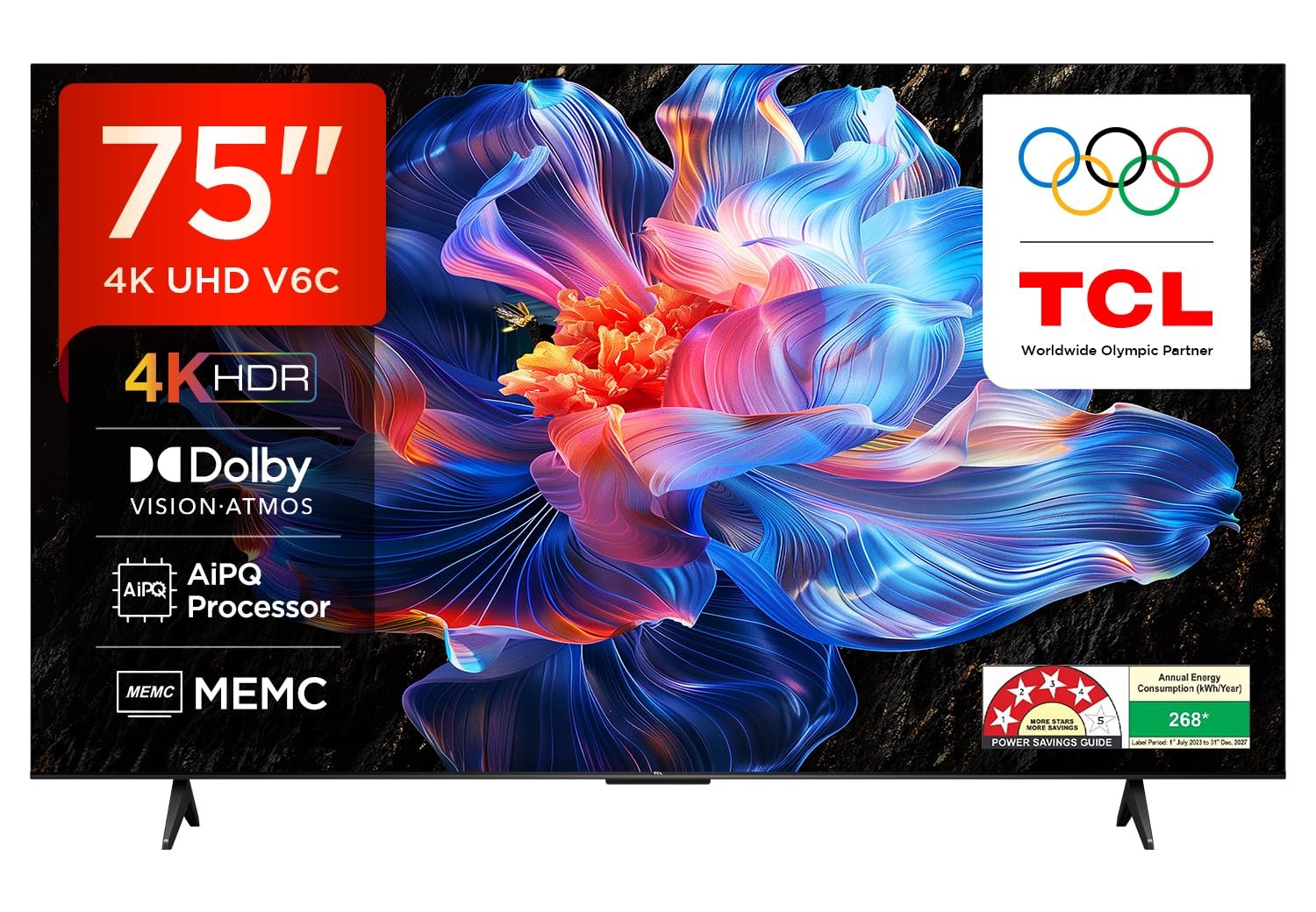 TCL 189 cm (75 inches) Metallic Bezel Less Series 4K Ultra HD Smart LED Google TV 75V6C (Black) - Image 2