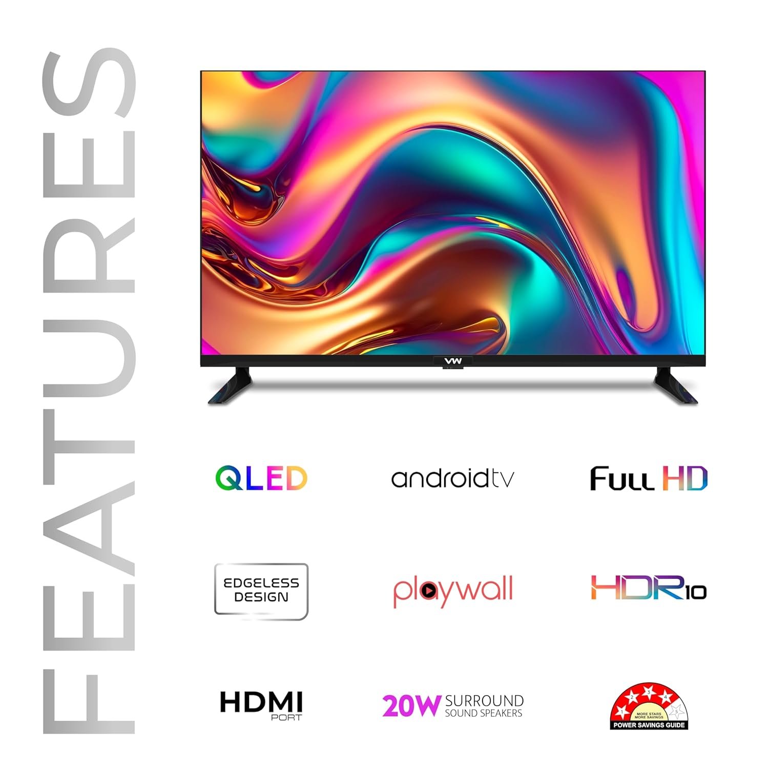 VW 109 cm (43 inches) OptimaX Series Full HD Smart QLED Android TV VW43AQ1 - Image 3