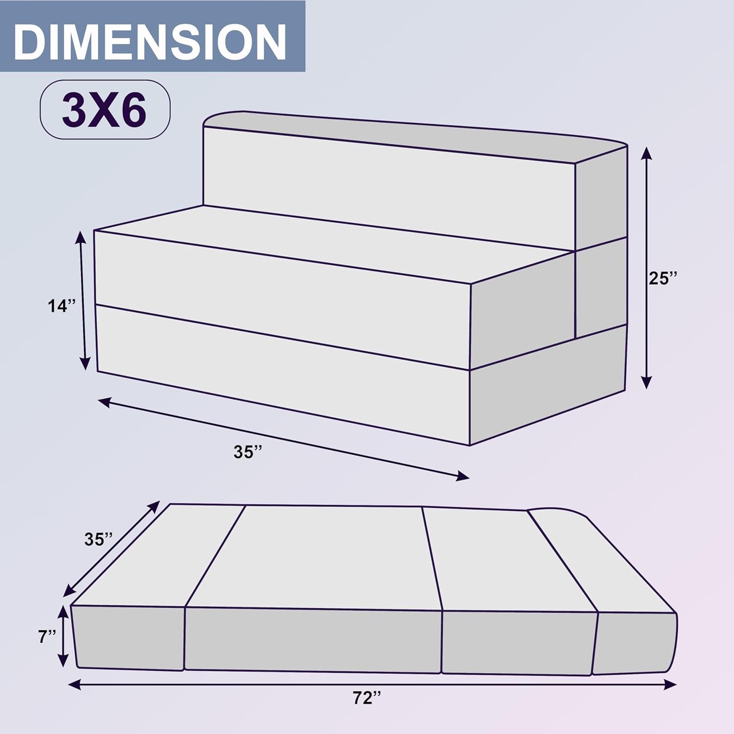 Rosebell Lightweight Easy 1-Person Sofa Cum Bed Jute Fabric- Washable Cover- Including Cushion - Size 3' X 6' Ft (Grey Color) Perfect for Home & Office for Guests - Image 2