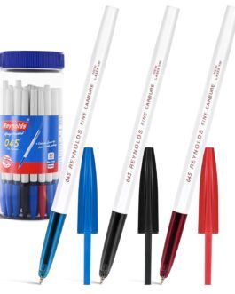 Reynolds 045 CARBURE 25 CT JAR, 16 BLUE, 6 BLACK & 3 RED | Ball Point Pen Set With Comfortable Grip | Pens For Writing | School and Office Stationery | Pens For Students | 0.7mm Tip Size Reynolds 045 CARBURE 25 CT JAR, 16 BLUE, 6 BLACK & 3 RED | Ball Point Pen Set With Comfortable Grip | Pens For Writing | School and Office Stationery | Pens For Students | 0.7mm Tip Size