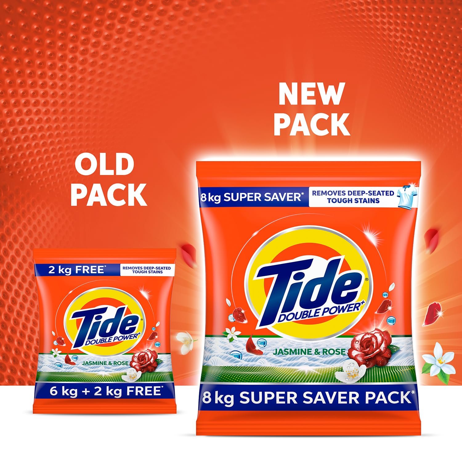 Tide Plus Detergent Washing Powder - 8kg Super Saver Pack | Jasmine & Rose Fragrance | Removes deep-seated Oil, Gravy, Tea Stains | World's No. 1 Detergent Brand - Image 2