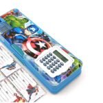 ECLET Pencil Box for Kids with Inbuilt Calculator and Designed Art Plastic Pencil Box (Set of 1, Light Blue) Any ramdon Design Will Send