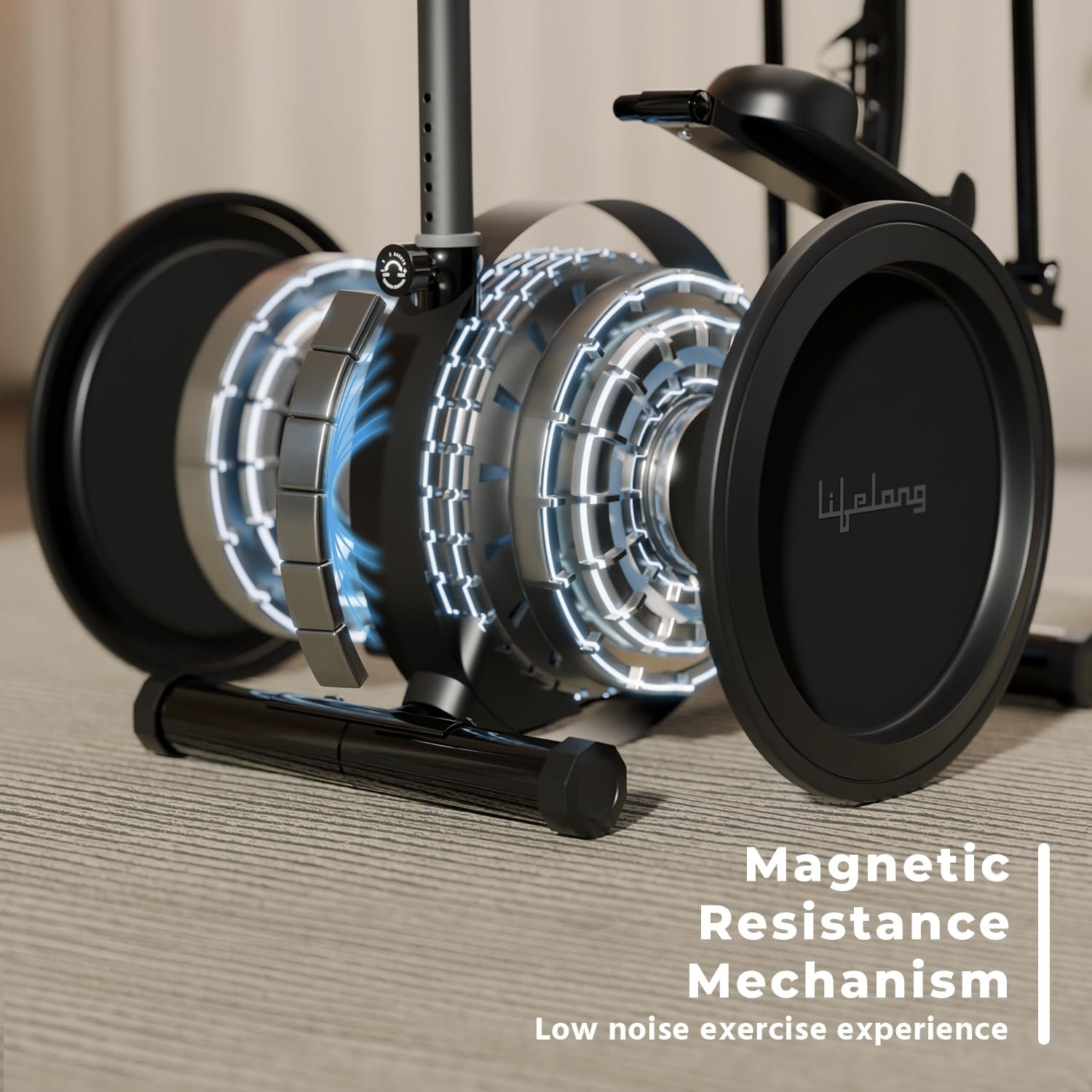 Lifelong Elliptical Cross Trainer Bike for Home Use | Cycling Machine | Exercise Machine with Touch LED Screen Display, Adjustable Seat |6kg Flywheel|Magnetic Adjustable Resistance & iPad Holder-Black - Image 3