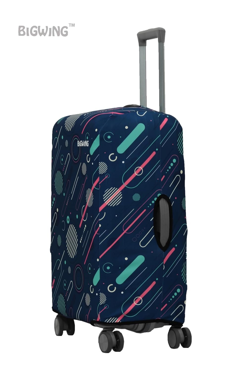 BIGWING Protective Cover in Polyester Fabric with Geometric Print for | 20' Inch 55 cm Small Size | Hard Luggage Trolley Bag Cover (Fits Only On Fiber - Plastic Trolley Bag) Navy Blue - Image 5