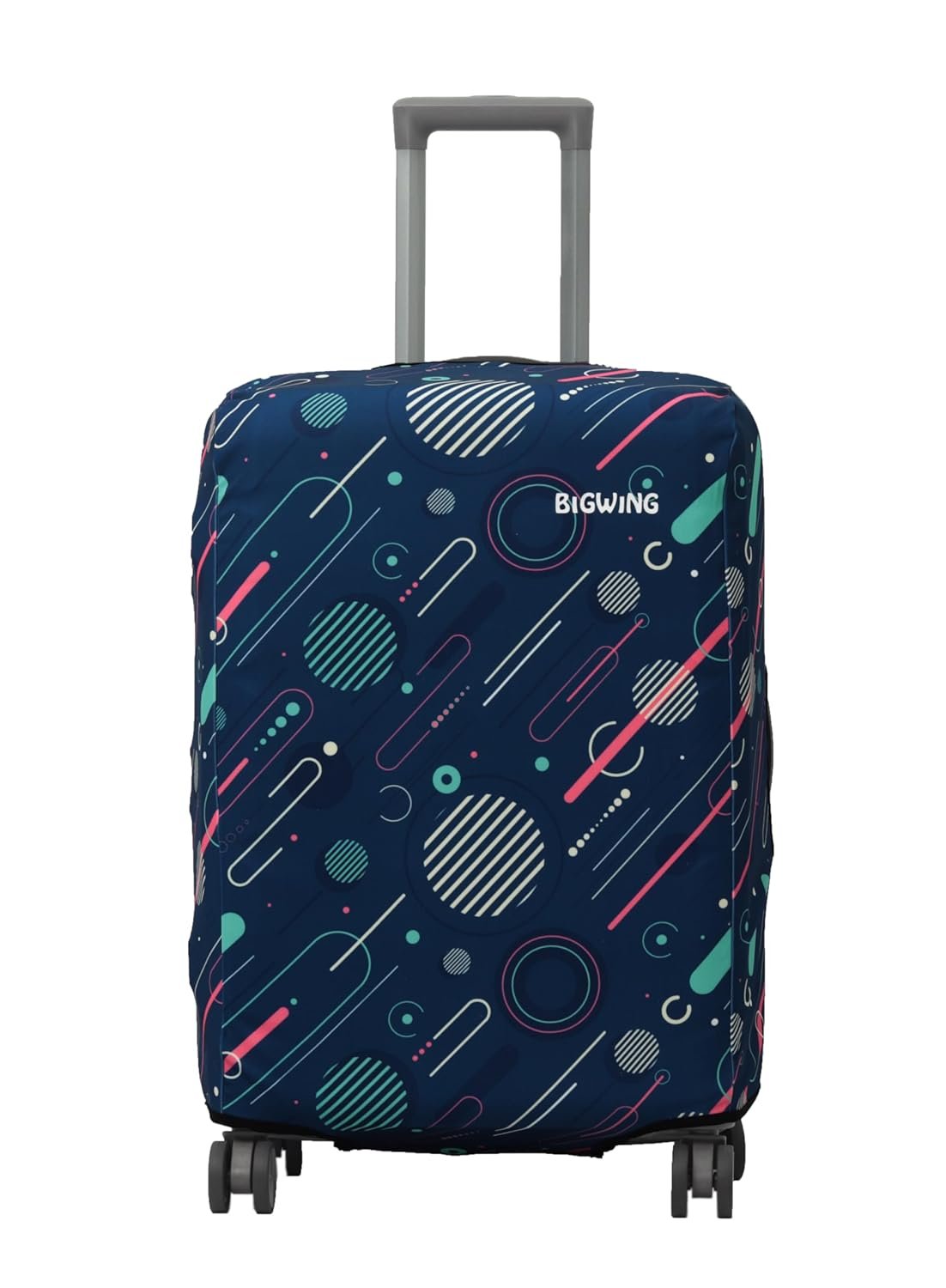 BIGWING Protective Cover in Polyester Fabric with Geometric Print for | 20' Inch 55 cm Small Size | Hard Luggage Trolley Bag Cover (Fits Only On Fiber - Plastic Trolley Bag) Navy Blue - Image 2