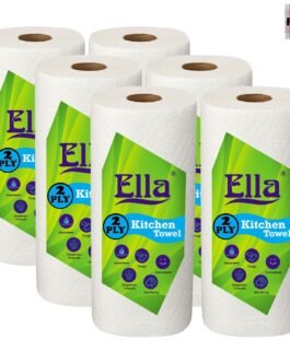 Ella 2 Ply Kitchen Tissue/Towel Paper Roll soft and highly absorbent – 6 Rolls (60 Pulls Per Roll 360 Sheets) Ella 2 Ply Kitchen Tissue/Towel Paper Roll soft and highly absorbent – 6 Rolls (60 Pulls Per Roll 360 Sheets)