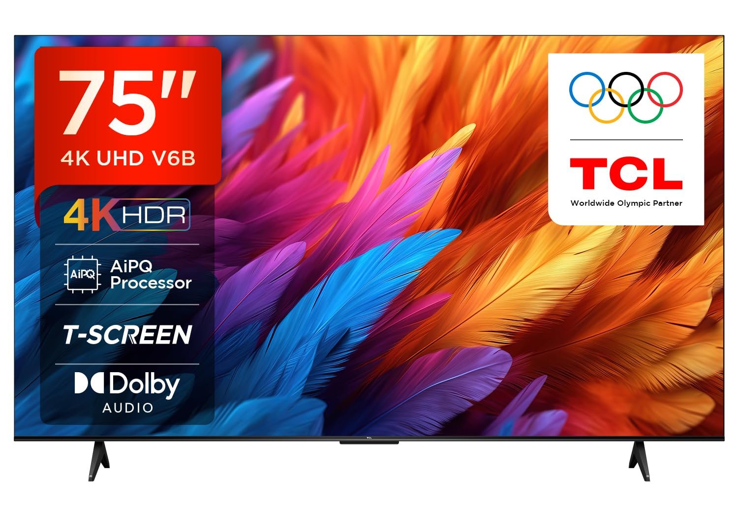 TCL 189 cm (75 inches) Metallic Bezel-Less Series 4K Ultra HD Smart LED Google TV 75V6B (Black)