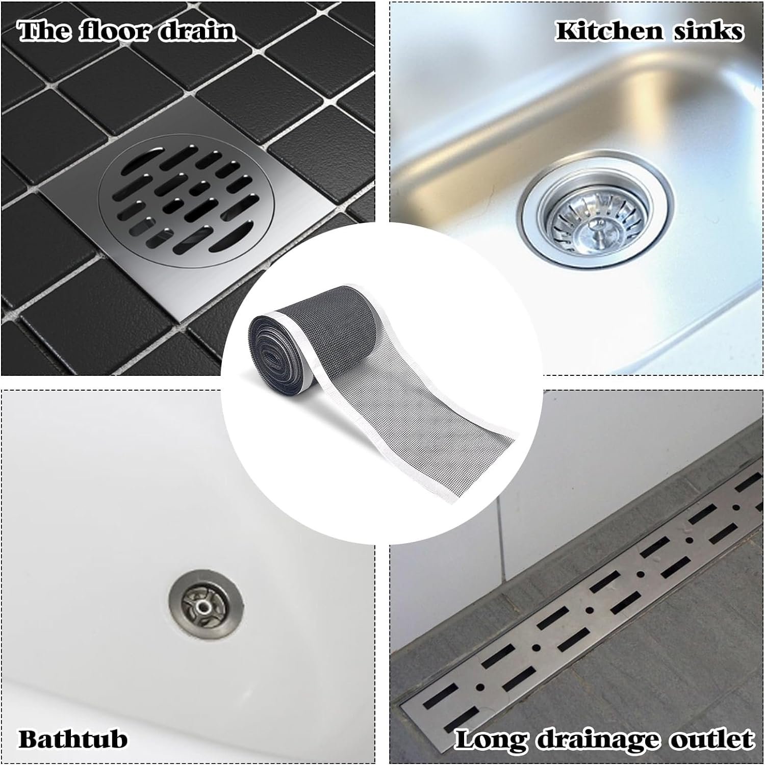 Rushwak Self Adhesive Mesh Roll for Bathroom Drain Kitchen Sink Strainer Disposable Hair Catcher Shower Drain Mesh Stickers Cuttable PVC Mesh Shower Drain Cover Hair Catcher for Any Length (12cm x 4m) - Image 4