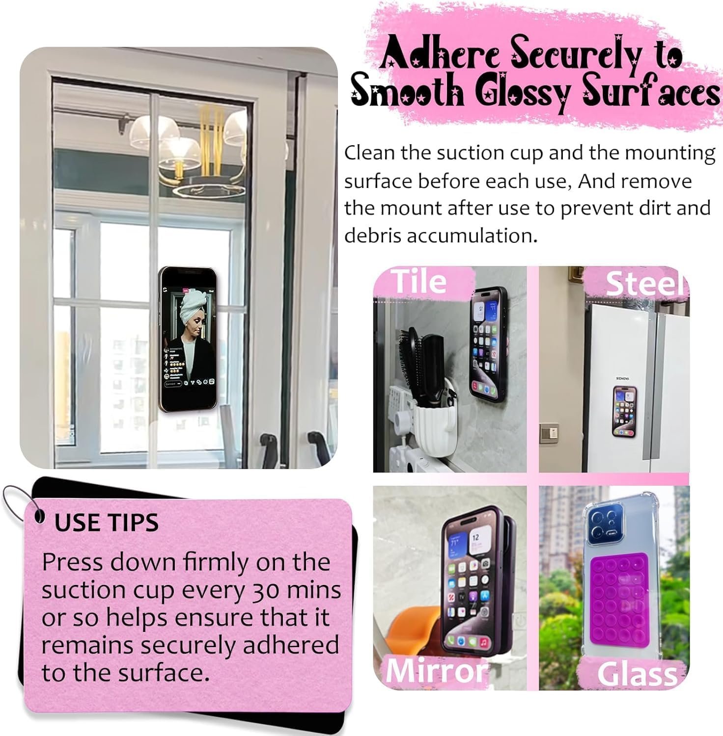 INEFABLE Suction Phone Case, Phone Suction Sticker, Silicone Suction Phone Case for Hands-Free Mobile Accessory Holder Grip, Video Phone Accessory (White - Pack of 1) - Image 6