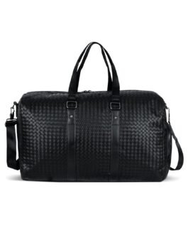 Storite Pu Leather 50 cm Luggage Travel Duffle Bag Sports Gym Shoulder Bag for Men Outdoor Weekend Bag for Men with Shoe Compartment – (Black – 50 x 22 x 30 Cm)