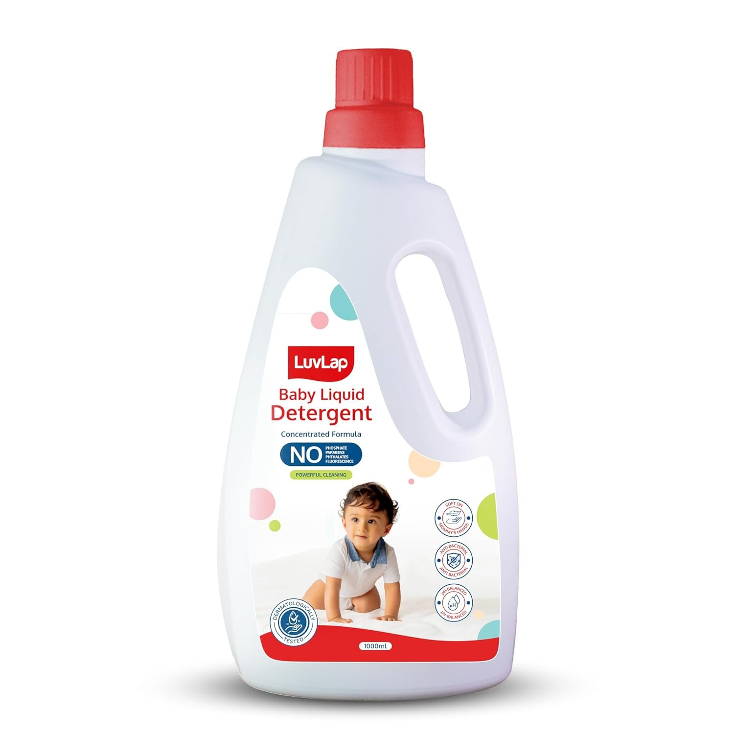 LuvLap Baby Laundry Detergent 1000ml, pH Balanced, No harsh chemicals, Safe for mommy's hands & baby's skin, Anti-Bacterial, Softens clothes & Removes Stains & Odour, Dermatologically tested