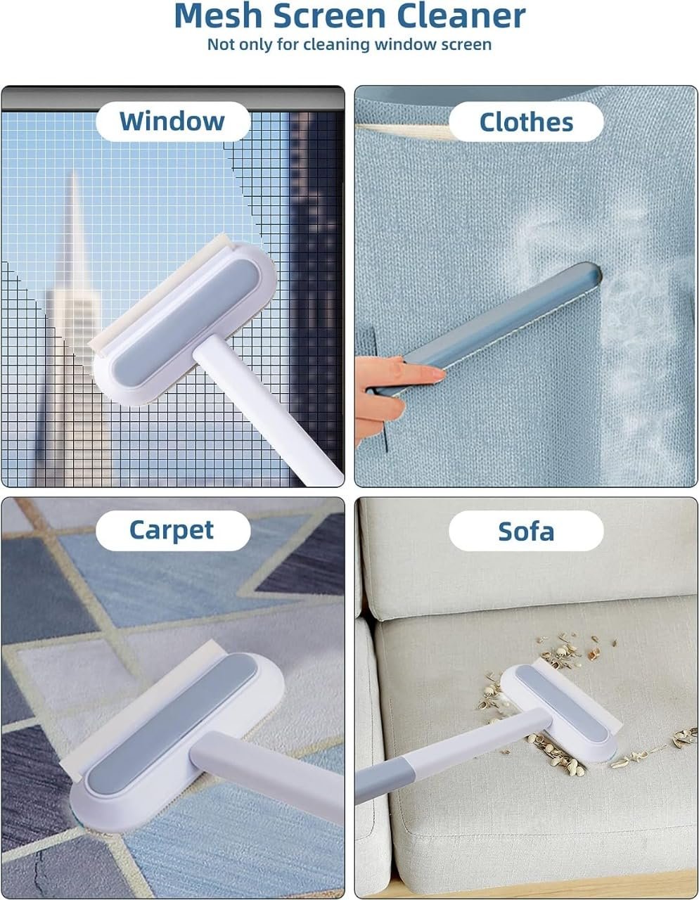 Multifunctional Screen Brush 4 in 1 Mesh Cleaning Brush with Extended Handle Window Cleaning Brush Mosquito Net Cleaner Double Sided Window Cleaner Window Mesh Cleaner - Image 3