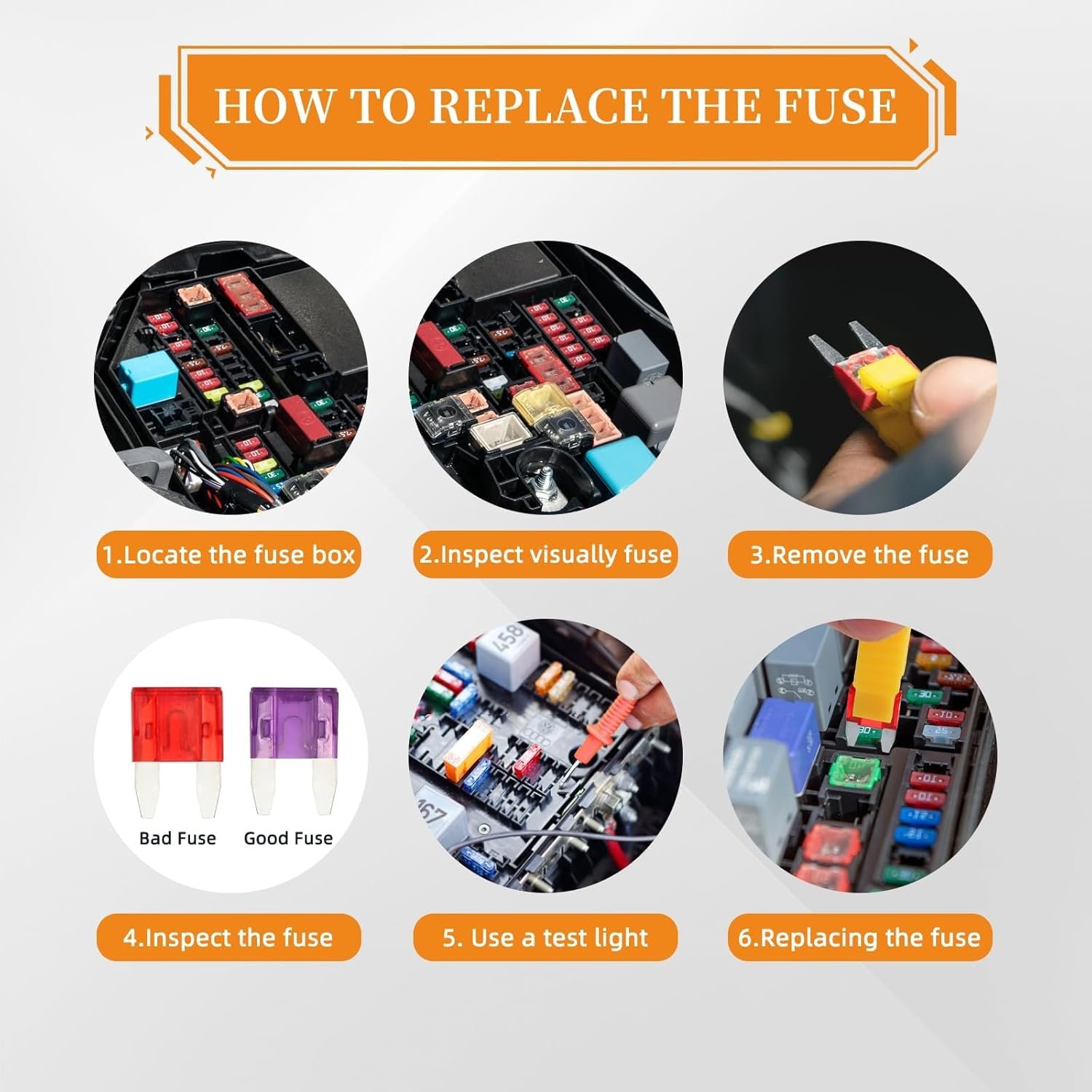 Xfopz 120Pcs Fuse Assortment Kit, Car Boat Truck SUV Auto Automotive Assorted Replacement Blade Mini Fuses -2A 3A 5A 7.5A 10A 15A 20A 25A 30A 35A with Fuse Puller (120) - Image 7