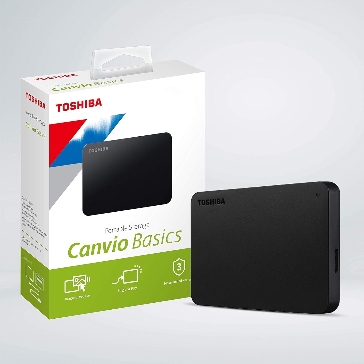 Toshiba Canvio Basics 1TB Portable External HDD - USB 3.2 for PC Laptop Windows and Mac, 3 Years Warranty, External Hard Drive - Black - Image 6