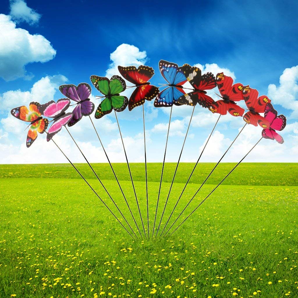 Magideal� Colorful Flying Butterfly On Stick Model Home Garden Lawn Ornament 7X5.5Cm - Image 2