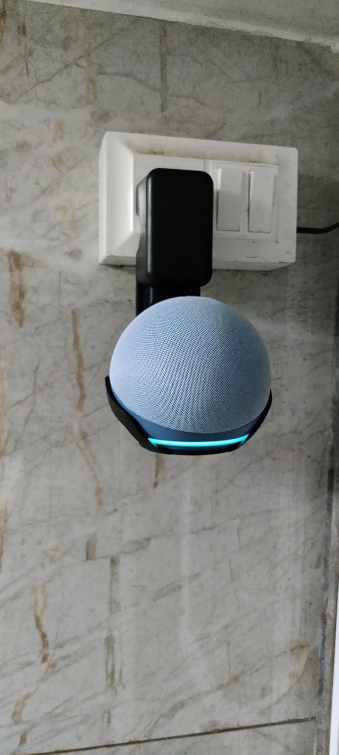 Saifsmart Outlet Wall Mount Hanger Holder Stand Accessories Case Built-in Plug Cable Management for Echo Dot 4th Gen/Echo Dot 5th Gen Smart Speaker (Black) - Image 4