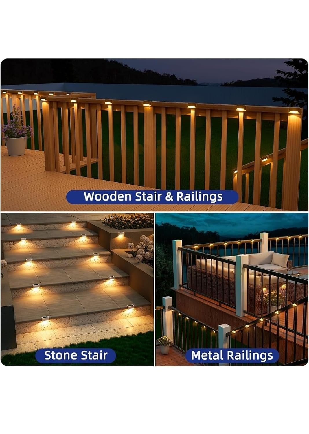 IDELLA Solar Deck Lights Outdoor, Solar Step LED Waterproof Lighting for Outdoor Deck, Patio, Driveway (Warm White) (1) - Image 5