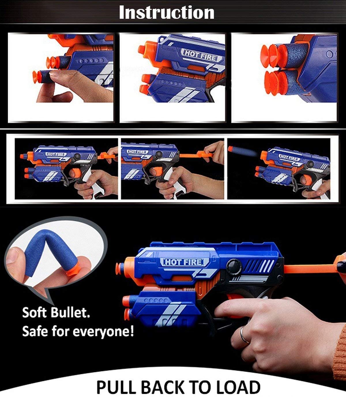 Storio Blaze Storm Hot Fire Soft Bullet Gun Toy With 10 Safe Soft Foam Bullets, Fun Target Shooting Battle Fight Game For Kids Boys (Blaze Storm- Hot Fire),Multicolor - Image 4