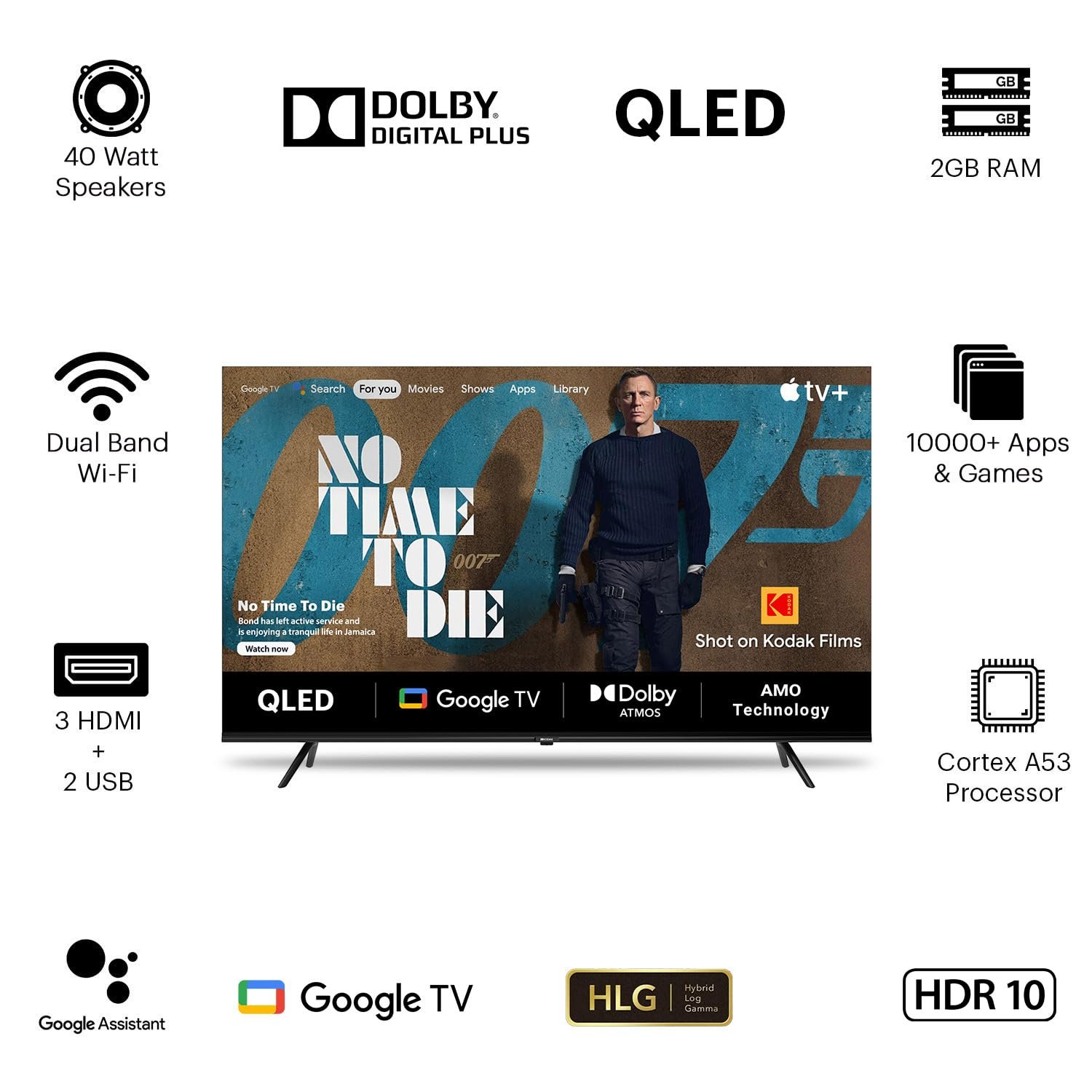 Kodak 139 Cm (55 Inches) Matrix Series 4K Ultra Hd Smart QLED Google Tv 55Mt5022, Black - Image 4