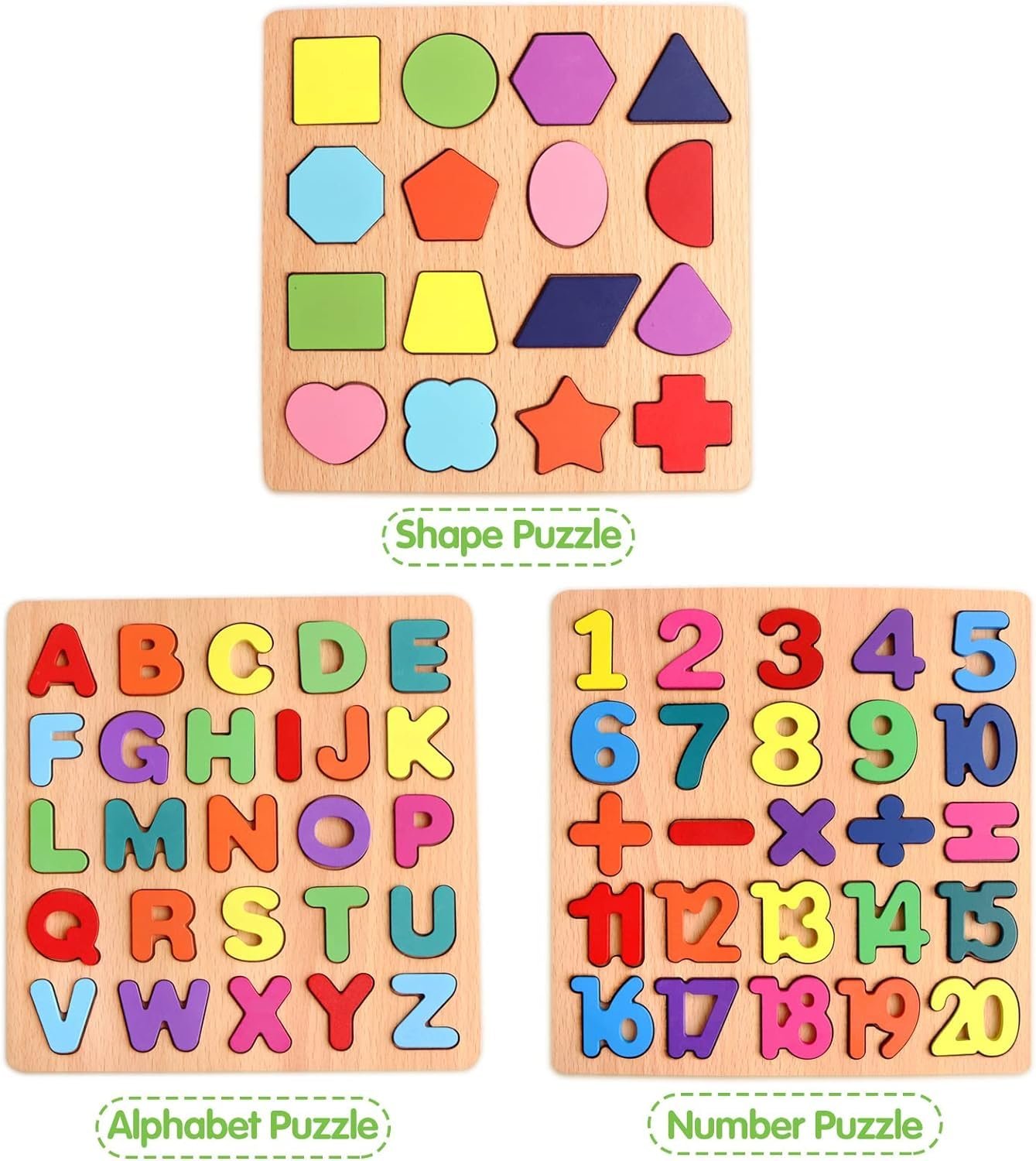 Niwlix Wooden Learning Educational Board for Kids, Puzzle Toys for 2+ Years Old Boys & Girls Educational Toys for Toddlers & Preschoolers, ABCD for Kids(Alphabets, Numbers & Shapes) - Image 4