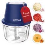 COSTAR 350ML Rechargeable Mini Electric Chopper 304 Stainless Steel Blades Food Processor for Kitchen, German Design, One Touch Operation, 1 Year Warranty, Ideal for Mincing Ginger, Onion, Meat, 45W