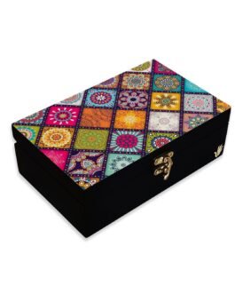 BRAHMA DESIGN Decorative Gift Box for Presents | Multi Mandala Design | 8″x5″x2.75″ | Jewellery/Tarot/Vintage Box, Knick-knacks Storage Trunk Organiser, Gift Box for Packaging