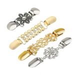 4PCS Shirt Clips Women, Cinch Clip, Cardigan Clip for Shirt, Secure Hold for Cardigans and Shirts Elegant Accessory for Public Events and Photo Shoots (2 Golden and 2 Silver)