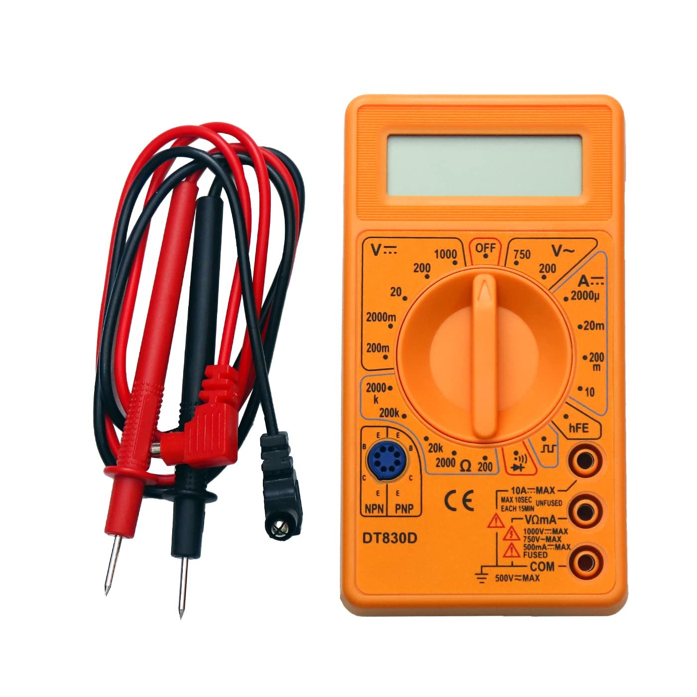 Electronic Spices Small Digital Multimeter, Multipurpose Electric meter Yellow/Red