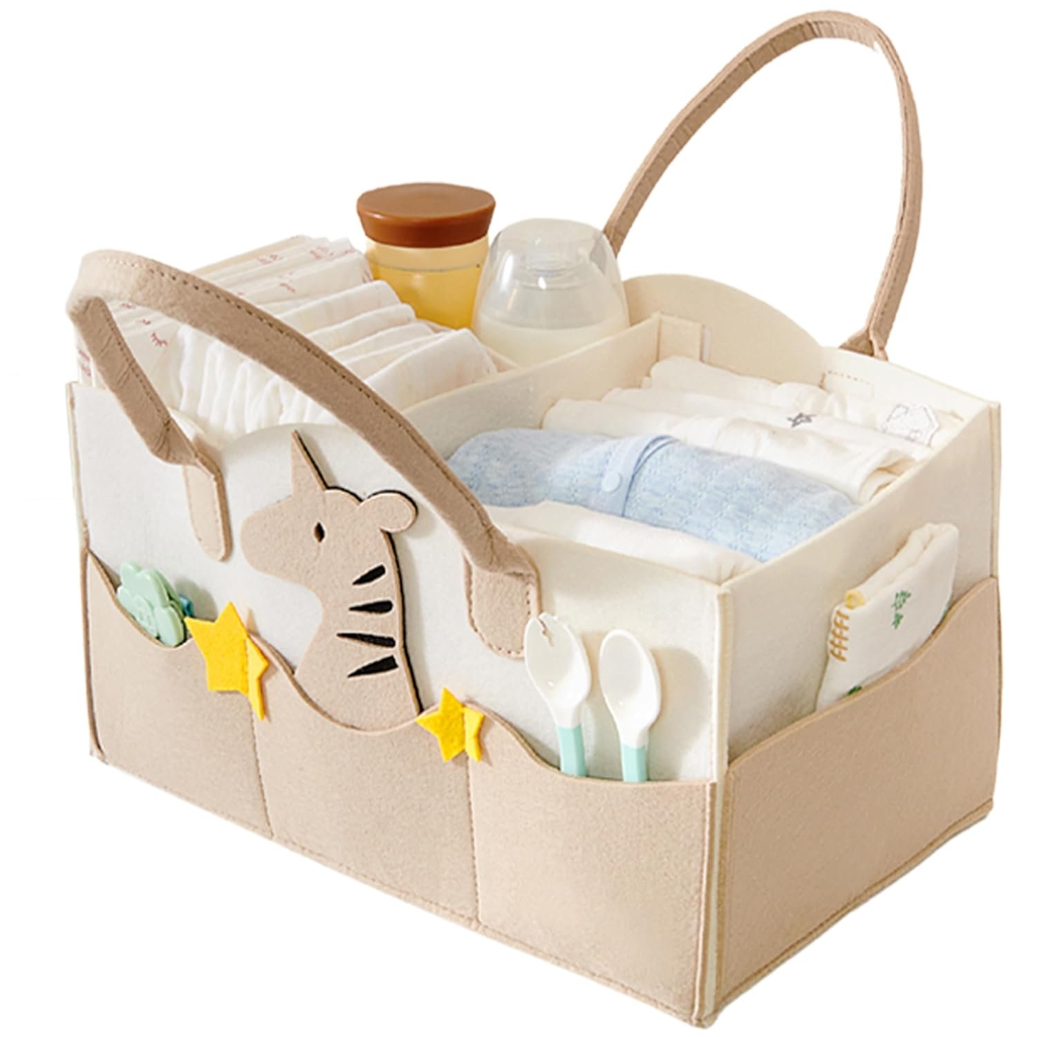 MOM CARE Baby Diaper Storage Organizer Nappies Bag For Mother Stylish Storage Bag For All Newborn Baby Products Nursery Basket -Brown