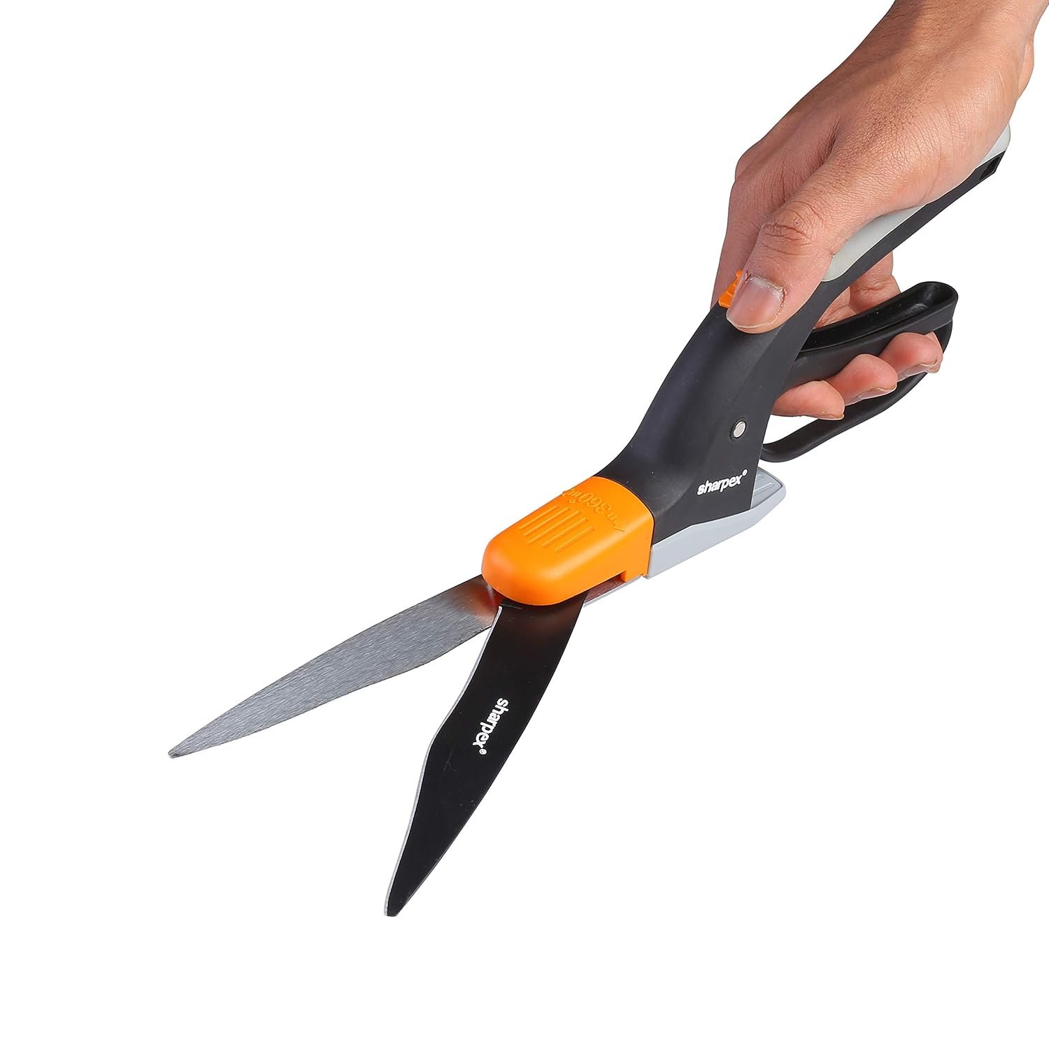 Sharpex Manual Grass Hedge Shears - 360° Rotation Blade, Precision Lawn Edge Trimmer with Heavy-Duty Serrated Blade - Comfortable Ergonomic Design, Dual-Sided Cutting (Orange) - Image 6