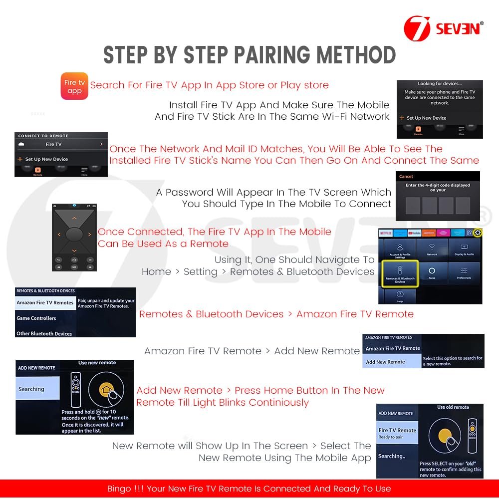 7SEVEN® Compatible with Fire Tv Stick Remote Original Model L5b83G S3L46N Only 3rd Generation Fire TV Stick 4K Device with Voice Bluetooth Remotes Control - Pairing Must, Refer Troubleshooting Steps - Image 7