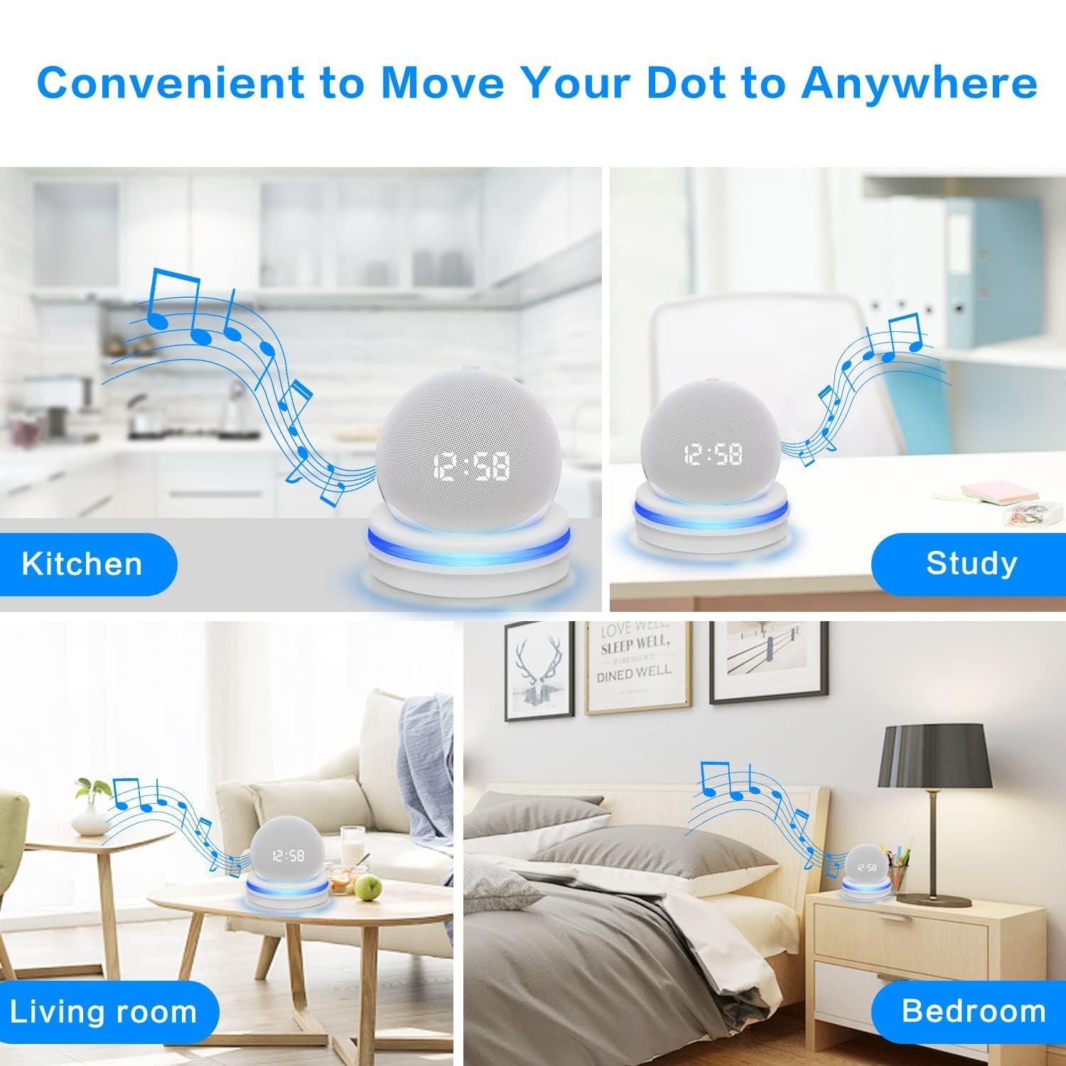 JERN Echo Dot Table Holder, Light Guide Mount Bracket, Built-in Cable Management Dot Accessories, Space-Saving Dot 4th Gen Desktop Stand, Table Stand Holder for Echo Dot 4th Gen (White) - Image 7