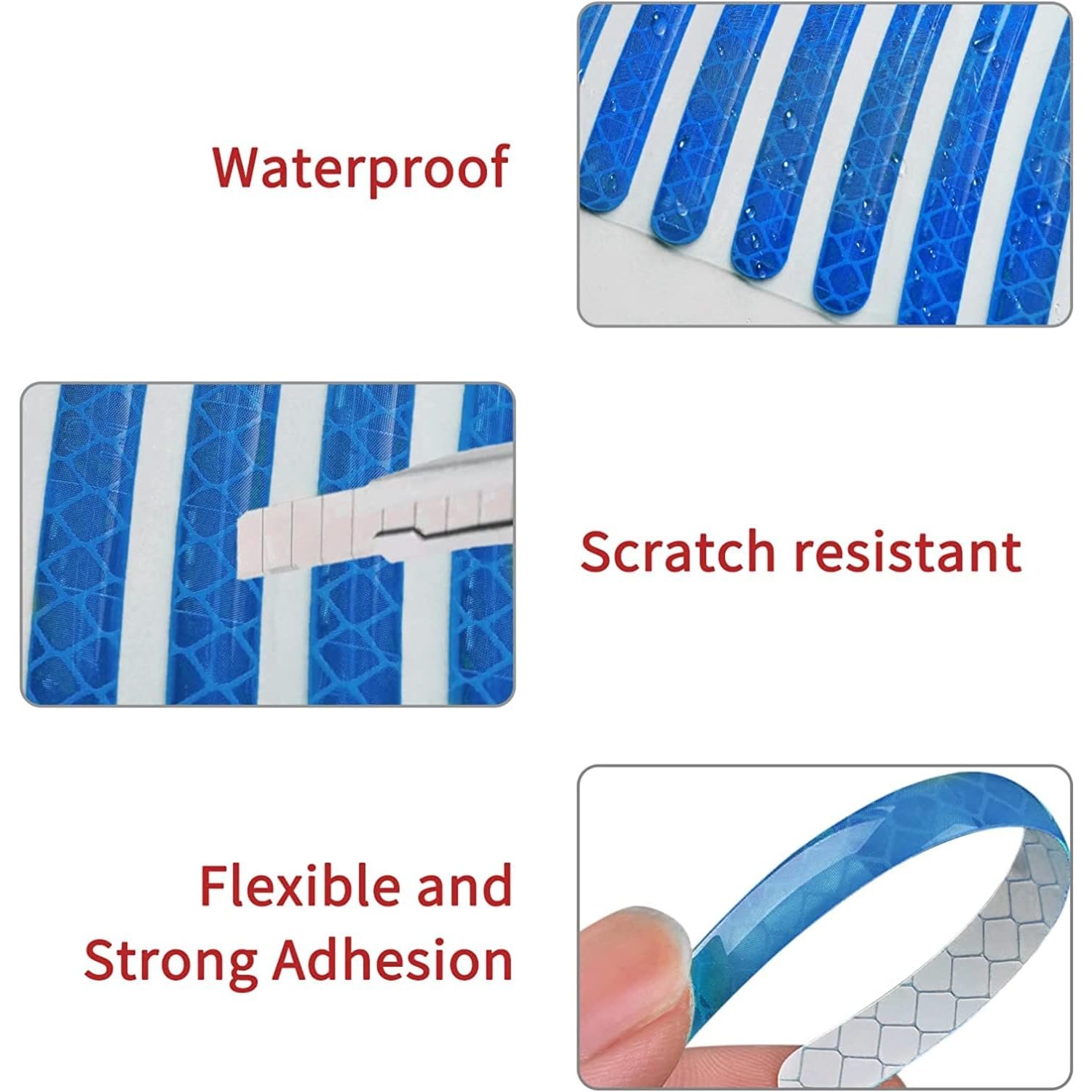 Aksmit 20pcs 3D Reflective Wheel Tire Rim Stripe Sticker for Car Motorcycle Cycling Bike Bicycle Night Safety Tyre Rim Reflective Stripe Universal (Blue) - Image 6